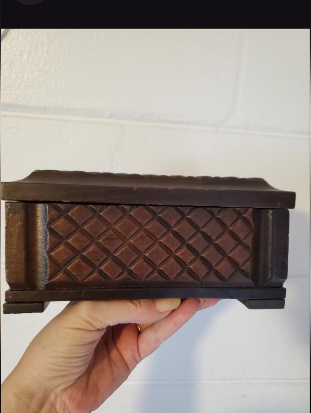 Vintage Handcrafted Spain Brown Wooden Jewelry Box - Decorative Home Accent